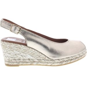 Viguera, Schoenen, Dames, Geel, 40 EU, Leer, Gouden Leren Espadrilles Sleehakken