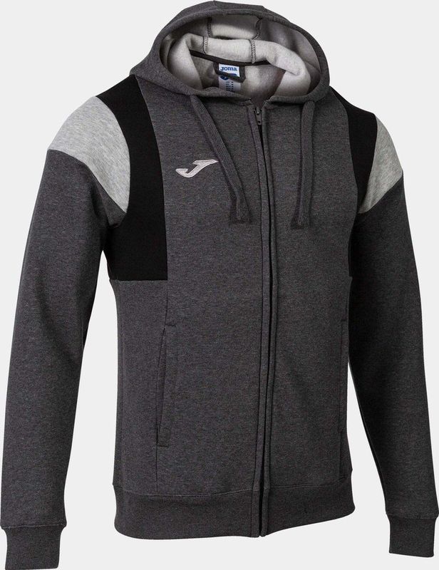 Joma Confort III Sweater Met Kap Heren - Lichtgrijs Gemeleerd / Zwart / Donkergrijs Gemeleerd