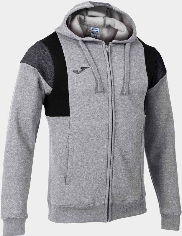 Joma Confort III Sweater Met Kap Heren - Lichtgrijs Gemeleerd / Zwart / Donkergrijs Gemeleerd