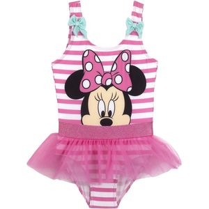 Disney - Minnie Mouse - Meisjeszwempak - Roze en Wit - Sneldrogende Stof