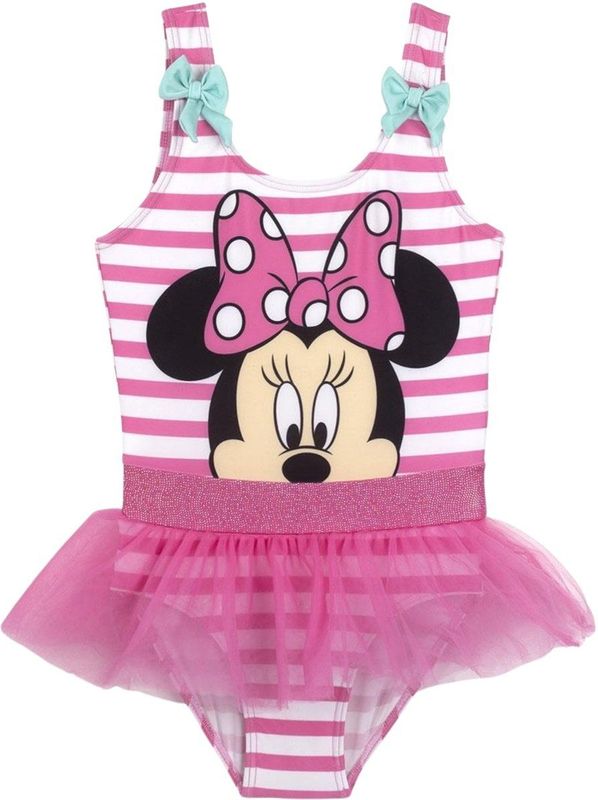 Disney - Minnie Mouse - Meisjeszwempak - Roze en Wit - Sneldrogende Stof