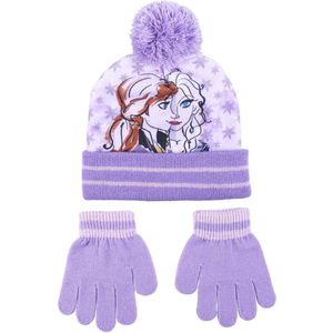 Disney Frozen winterset 2-delig - muts/handschoenen - lila - voor kinderen