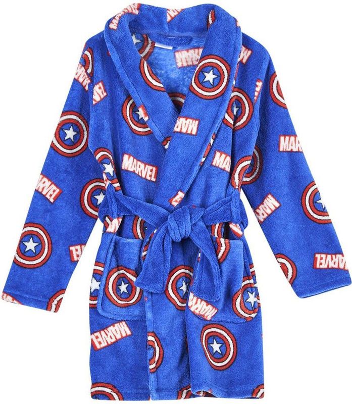 Badjas kinderen - Fleece - Marvel Blauw-  3 Jaar