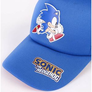 Sonic Curved Visor Cap - Blauw - Geschikt van 4 tot 8 jaar - Met Collectie Stickerprint - Kinderpet met Verstelbare Achtersluiting - Origineel Product Ontworpen in Spanje