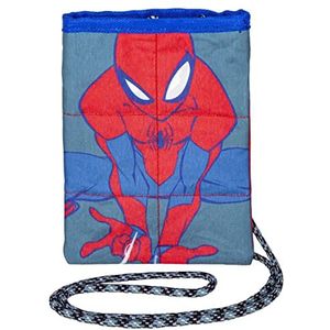 Spiderman Smartphone Draagtas - Grijs, Blauw en Rood - 10 x 18 x 1 cm - Gemaakt van 100% Polyester - Ritssluiting - Origineel Product Ontworpen in Spanje