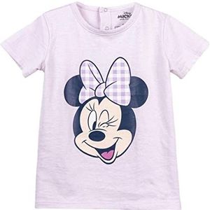 Minnie Mouse Kinder-T-shirt - Roze - Maat 24 Maanden - Korte Mouw T-shirt Gemaakt met 100% Katoen - Knoop Ontwerp - Origineel Product Ontworpen in Spanje