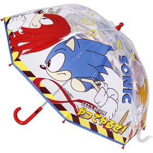 Sonic Handmatige paraplu voor kinderen, transparant, met Sonic-print, handmatig openen, 100% POE met glasvezelstructuur, origineel product, ontworpen in Spanje, Meerkleurig, Medium, Voor kinderen