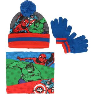 Marvel Avengers winterset 3-delig - muts/handschoenen/nek warmer - blauw/rood/groen - voor kinderen - Mutsen - kinderen