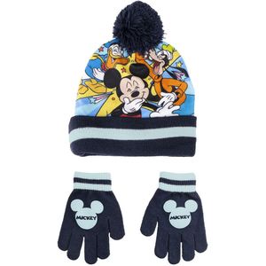 Disney Mickey Mouse 2-delig winterset - muts/handschoenen - zwart - voor kinderen