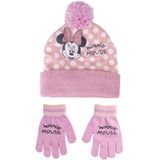 Disney Minnie Mouse 2-delig winterset - muts/handschoenen - roze - voor kinderen