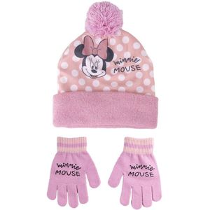 Disney Minnie Mouse 2-delig winterset - muts/handschoenen - roze - voor kinderen - Mutsen - kinderen