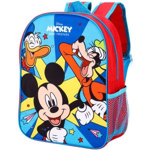 Mickey Mouse Donald Duck en Goofy rugtas - rood/blauw - Mickey and Friends rugzak - 30 x 25 cm.