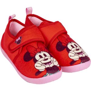 Slippers Voor in Huis Minnie Mouse Velcro Rood Schoenmaat 30-31