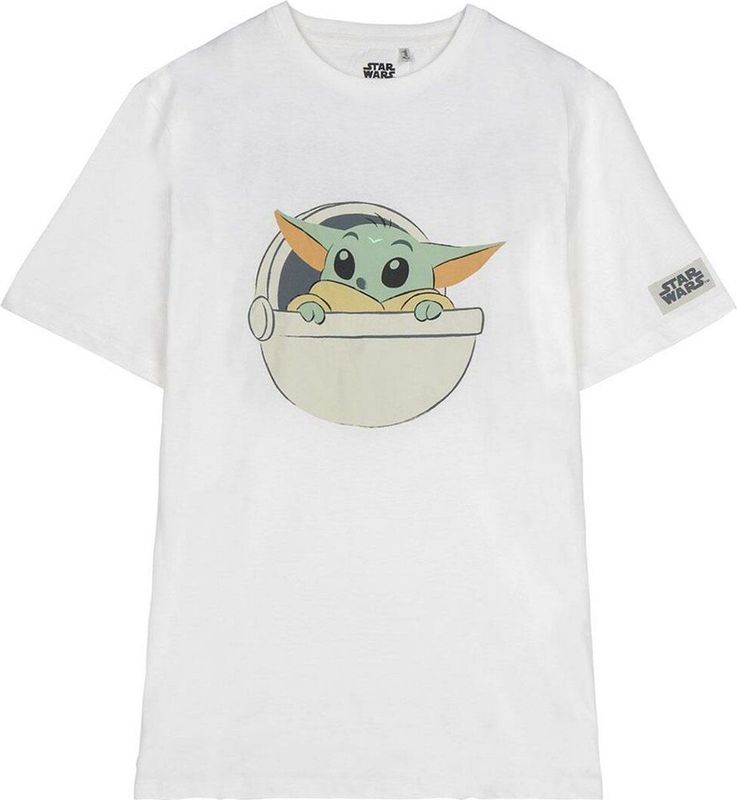T-Shirt met Korte Mouwen voor kinderen The Mandalorian Wit