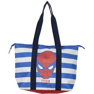 Spiderman Strandtas, blauw en rood, 47 x 33 x 15 cm, van polyester, stoffen tas met ritssluiting, ruim hoofdvak, origineel product, ontworpen in Spanje, Blauw, Utility
