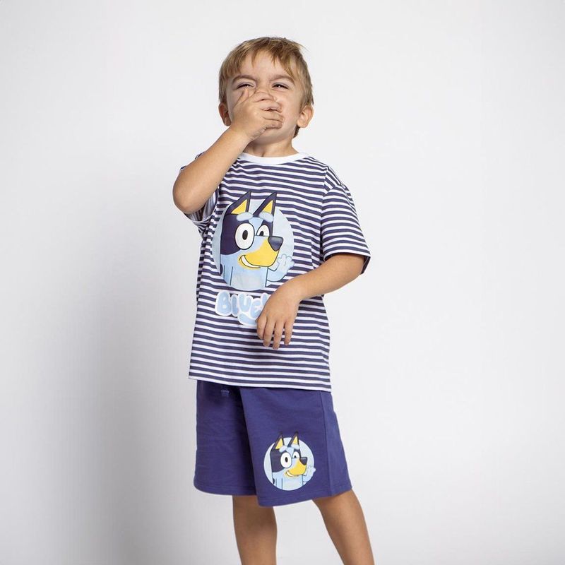 Pyjama - Blauw - Bluey - French Terry - Short - Kids - 3 Jaar