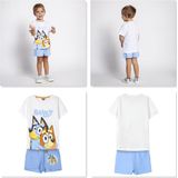 Bluey - T-shirt en Shorts - Blauw en Wit - 100% Katoen - Maat 2 Jaar