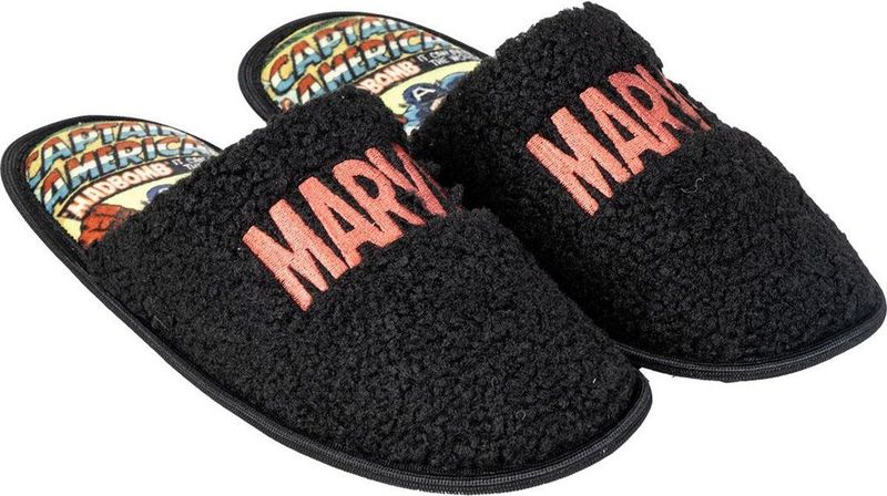 Marvel - Sloffen - Zwart - Zacht Materiaal - Superhelden Print