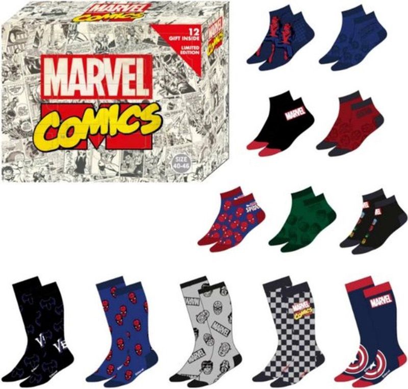 Marvel - Sokken in Cadeau Box - Geschenk Verpakking - 12 paar - Maat 40-46