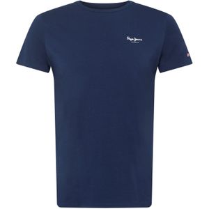 Pepe Jeans Shirt - Navy - Jersey - Logoprint - Korte Mouwen