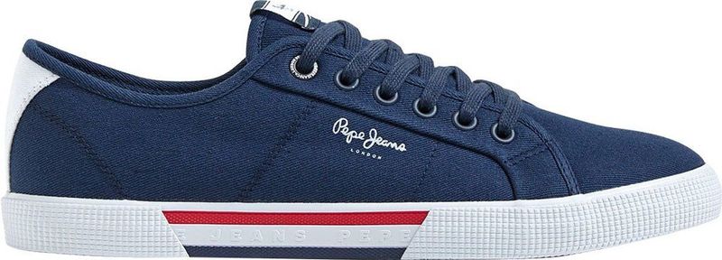 Pepe Jeans - PMS30816 Sneakers - Marineblauw - Stof - Vetersluiting - Casual