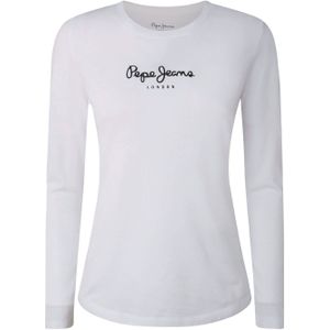 Pepe Jeans Vrouwen New Virginia T-Shirt Slim Fit Lange Mouw Blauw, Zwart (zwart), L