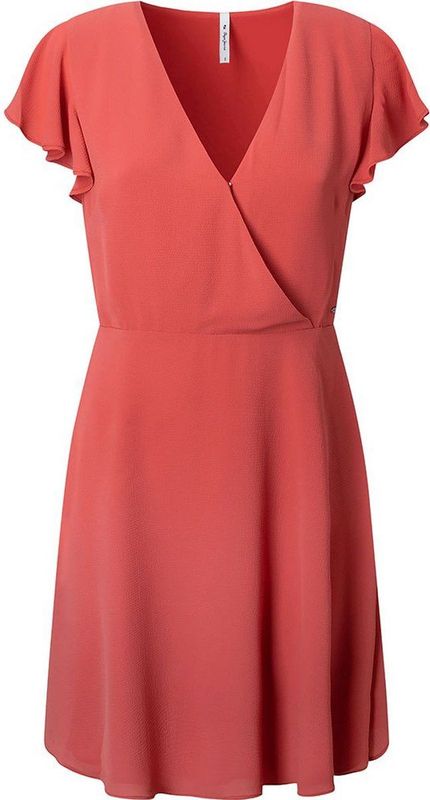 Pepe Jeans - Patrizia - Jurk - Rood - Mini Crepe - Gecrossed Body Design