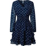 Jerseyjurk - Marineblauw - Chiffon - Lange Mouwen - Geometrische Print