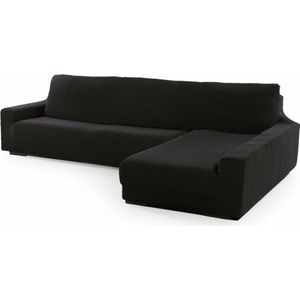 SOFASKINS® Super elastische chaise longue-hoes, bankovertrek, rechte lange armleuning, ademend, comfortabel en duurzaam, compatibele afmetingen van de bank (210-340 cm), kleur zwart