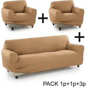SOFAKOVER® Super elastische bankhoes, exclusief design, ademend, comfortabel en duurzaam, eenvoudig aan te brengen, voor 3-zits en twee 1-zitshoezen, goudkleurig