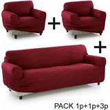 Bankbedekking Sofakover Pocket Trio Romeo 3 Stuks - Bordeaux