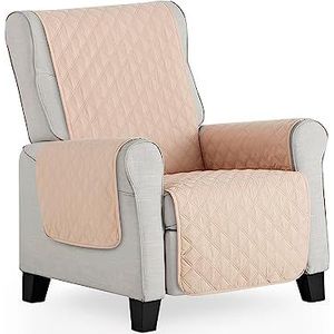 Maxifundas Maui - Gestoffeerde fauteuilhoes, omkeerbaar, 1-zits/relaxstoel, extra zacht, beige/bruin, hoes voor stoel met elastische bevestigingsbanden, model Maui