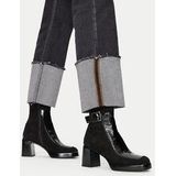 Enkellaarsjes - Tokio-I24 - Zwart - Leer/Lak - Blokhak - Ronde Neus