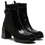 Enkellaarsjes - Tokio-I24 - Zwart - Leer/Lak - Blokhak - Ronde Neus