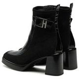 Enkellaarsjes - Tokio-I24 - Zwart - Leer/Lak - Blokhak - Ronde Neus