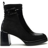 Enkellaarsjes - Tokio-I24 - Zwart - Leer/Lak - Blokhak - Ronde Neus