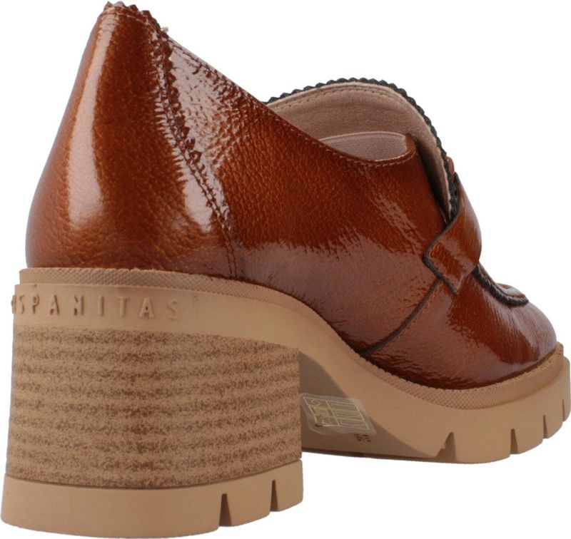 Hispanitas - Track - Leren Mocassins - Bruin - Blokhak 5 cm