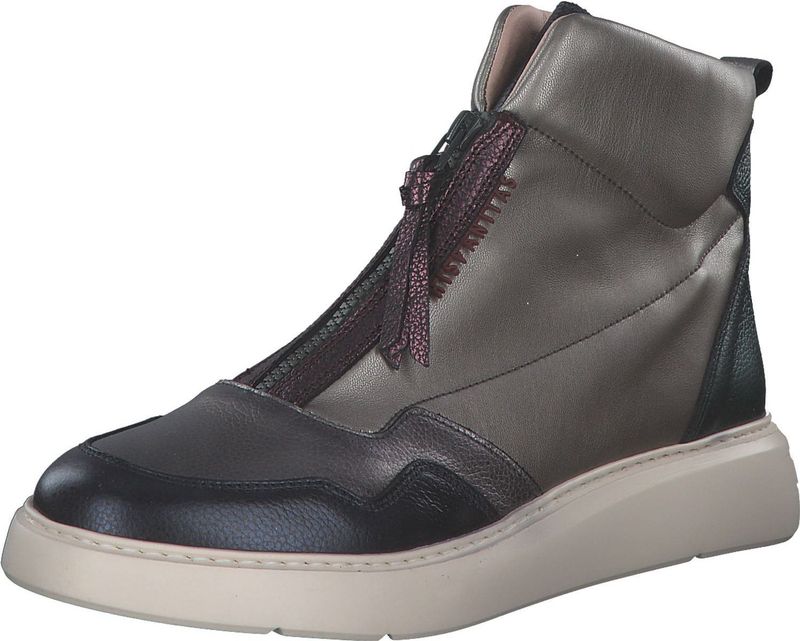 Hispanitas - Enkellaarsjes - Grijs - Leren - Blokzool - Triflow-technologie