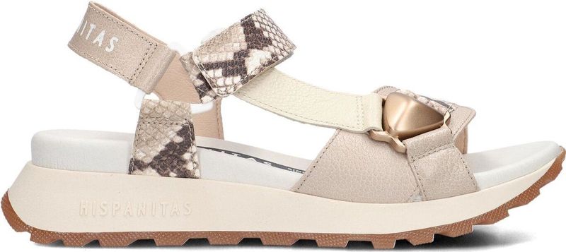Hispanitas - Beige Leren Platte Sandalen voor Dames