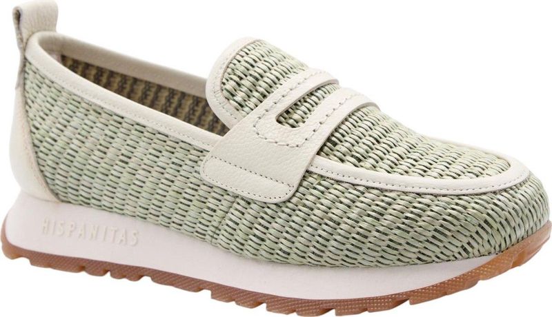 Hispanitas - RHV254043 - Loafers - Lichtgroen/Off-White - Raffia/Leer