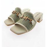 Hispanitas Dames Slippers Raffia Eucalipto Mintgroen