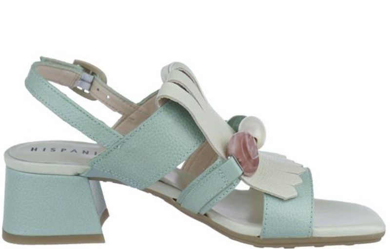 Hispanitas - Dallas - Dames Sandaal - Groen/Crème - Leer - Blokhak 4cm