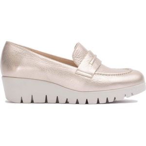 Wonders, Gestructureerde leren mocassin met golvende rand Grijs, Dames, Maat:36 EU