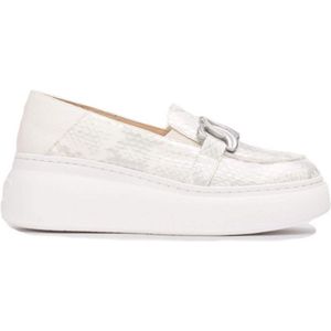 Wonders - Begin - Dames Moccasin - Zilver - Tweekleurig Leren Sleehak