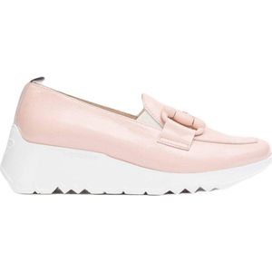 Wondersvoor vrouwen. E-6723_2024_7787 Dance roze leren mocassins Roze (38), Leer, 5 tot 8 cm, Geen, Casual