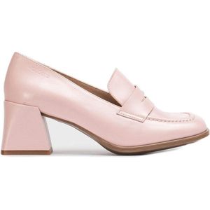 Wonders, Klassieke leren pump met vierkante blokhak Roze, Dames, Maat:36 EU