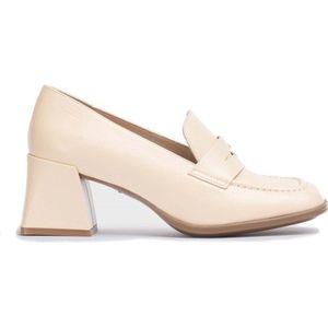 Wonders - Schoenen - Beige - Leren Mocassins - Hoge Hak