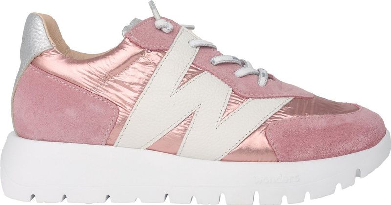 Wonders Oslo - Dames Sneaker - Roze - Suède en Nylon - Geprint Logodetail