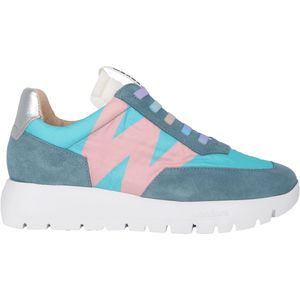 Wonders Odisei - Dames Sneaker - Blauw - Suède en Nylon - Geprint Logodetail