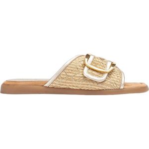 Unisa - Cray - Badslippers - Goud - Raffia - Antislip Zolen